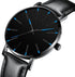 Mens Watches Minimalist Black Business Simple Casual Leather Quartz Watches for Men Blue Pointer...
