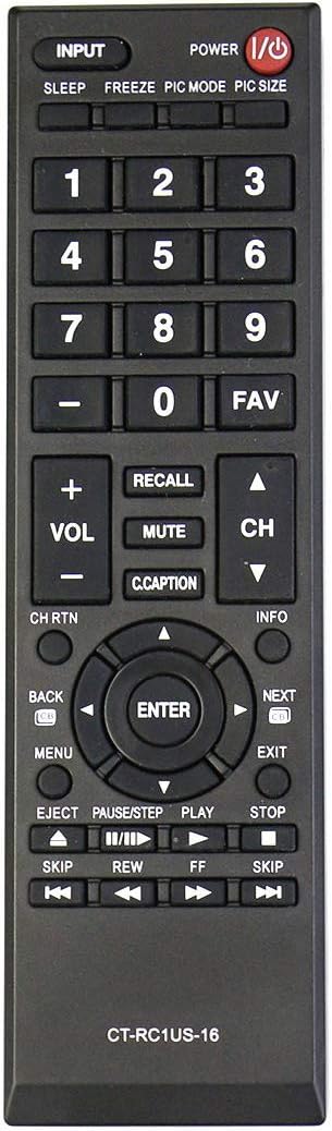 ALLIMITY CT-RC1US-16 Remote Control Replacement for Toshiba TV 19AV600 19C100 19C100U 24L4200 26C10 32C10 32C110 32DT1 32DT1U 32DT2U 32E20U 32FT2U...