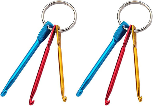 4 Sets Mini Crochet Hooks Keychain Knitting Needles Yarn Hooks Key Chains Hook Needles Yarn Hook Keyrings for DIY Crafts......