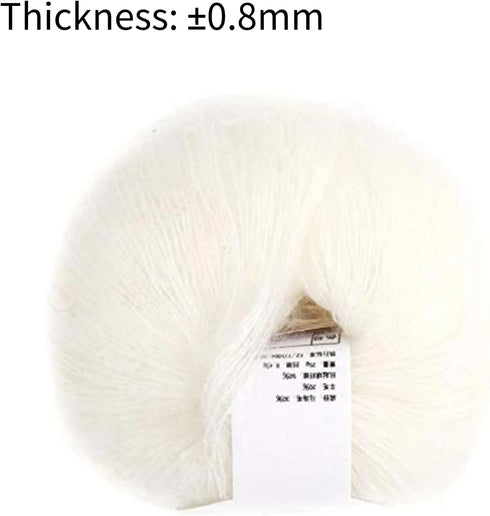 Popular Soft Mohair Knitting Angora Wool Yarn for DIY Knitting (with a Crochet)(White)......