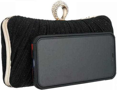 Clutch Purse for Women Pleated Glitter Evening Clutch Purses with Rhinestone Evening Bag for Bridal Wedding Party...