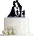 Bride and Groom Wedding Cake Topper,Couples holding hands and kissing Cake Topper with Girl and Boy Silhouette (Black)...