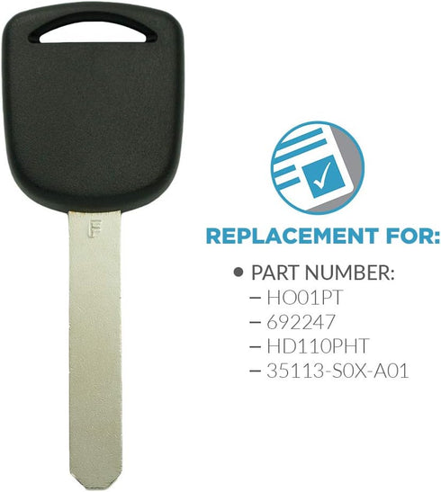 Keyless2Go Replacement for New Uncut Transponder Chip Ignition Car Key HO01...