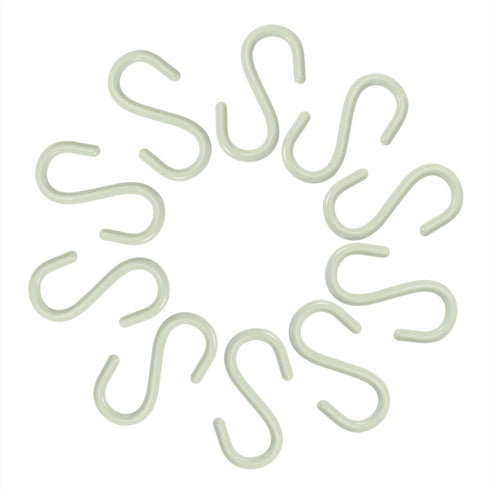 Mini Skater 2.5" S Shape Hooks, 10Pcs Light Green Plastic, Rust Resistant, Heavy Duty, Kitchen, Bathroom, Closet, Storage Room, Garage, Workshop, ...