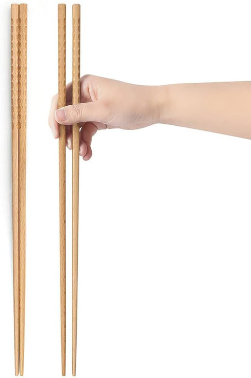 2 Pairs 16.5 inches Long Cooking Chopsticks, Reusable Chopsticks Wooden Chopsticks for Noodles Frying Hot Pot ,Extra Long Kitchen Cooking Chop Sti...