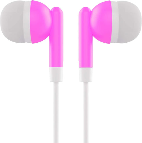 Maeline Bulk Earbuds with 3.5 mm Headphone Plug - 10 Pack - Pink...