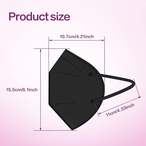 KN95 Disposable Face Mask 25 Pack 5-Ply Breathable Safety Masks Against PM2.5, Disposable Respirator Protection Mask for Men and Women Black...