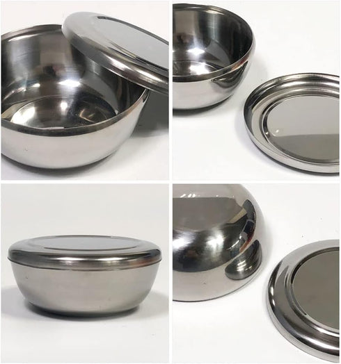 Stainless Steel Korean Kitchen Restaurant Dinner Soup Rice Bowl & Cover 2 Sets...