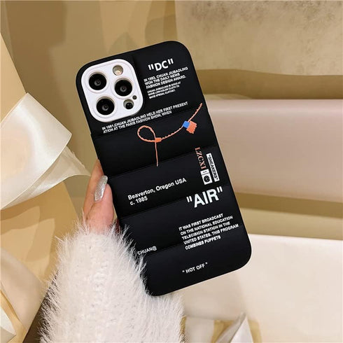 Hot Off Sports Shoes Brand Phone Puffer Case Puffy Cover for iPhone 14 14Pro 14 Plus 14 Pro Max Sneakers ins White or Black Label Soft Cover-Red f...