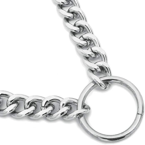 Women's Alloy Choker Necklace Heavy Cuban Chunky Chain Punk Gothic Necklaces - Silver Circle...