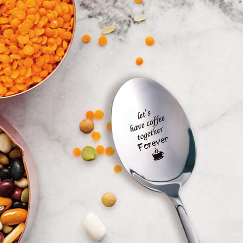 Let' Have Coffee Together Forever,Funny Engraved Stainless Spoon,Coffee Lover Gifts for Men Women,Coffee Spoon,Friend Birthday Gift,Valentines Gif...