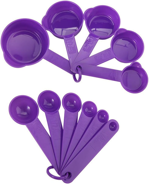 Plastic Measuring Cups and Spoons Set of 11, Kitchen Measuring Cups and Spoons Set for Dry & Liquid Ingredients, 5 Measuring Cups & 6 Measuring Sp...