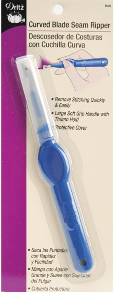 Dritz Curved Blade Soft Grip Handle, 1 Count Seam Ripper, 1-Pack, Purple...