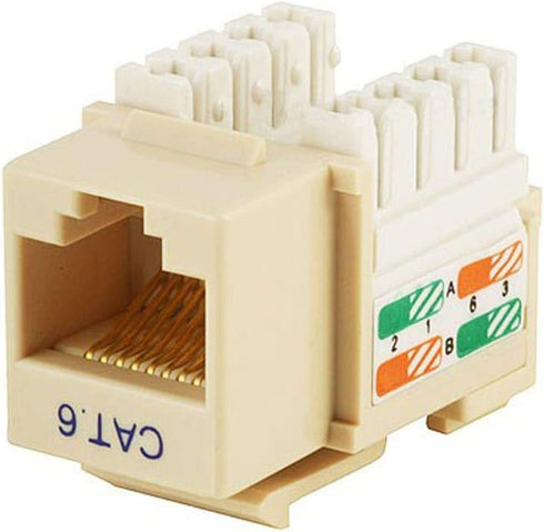 Monoprice Cat6 Punch Down Keystone Jack - For 22-24AWG Solid Wire, Beige...