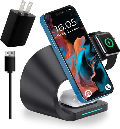 Mrkytplace 4 in 1 Faster Mag-Safe Wireless Charging Station for iPhone 14,13,12 Pro/Max/Mini/Plus, Apple Watch 8/7/6/SE/5/4/3/2 and Airpods 3/2/Pr...