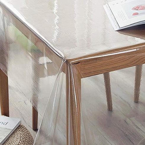 sancua Clear Plastic 100% Waterproof Tablecloth - 54 x 54 Inch - Vinyl PVC Rectangle Table Cloth Protector Oil Spill Proof Wipe Clean Table Cover ...