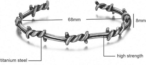 Men Bangle Open Cuff Twist Thorns Wire Titanium Steel Geometric Bracelet Open Cuff Barbed Jewelry Viking Bangles...