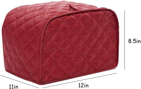 Polyester Quilted Toaster Cover for Four Slice Toaster and Dust & Fingerprint Protection, Machine Washable. Red...