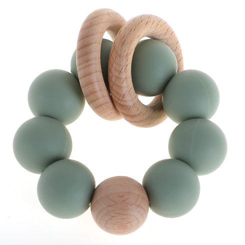 Silicone Baby Teether, Food Grade Silicone & Beech Baby Teething Toy, BPA Free (Sage)...