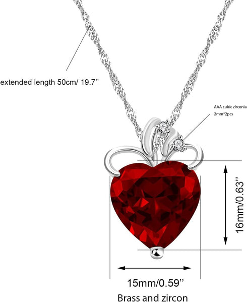 Uloveido Fashion Love Heart Crystal Pendant Valentines Birthday Necklace Silver Color N437...