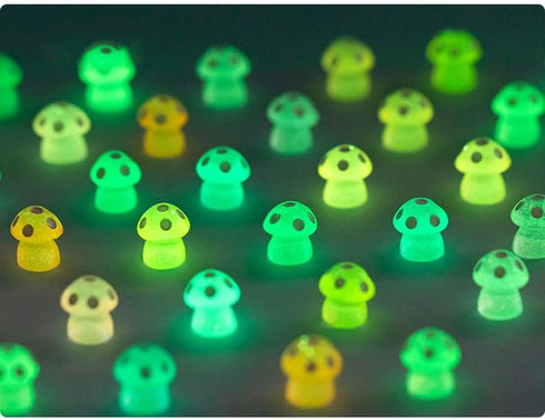 100PCS Luminous Micro Landscape Mushroom Mini Resin Mushroom Figurines Miniature Mushroom for DIY Fairy Garden Miniature Moss Landscape...