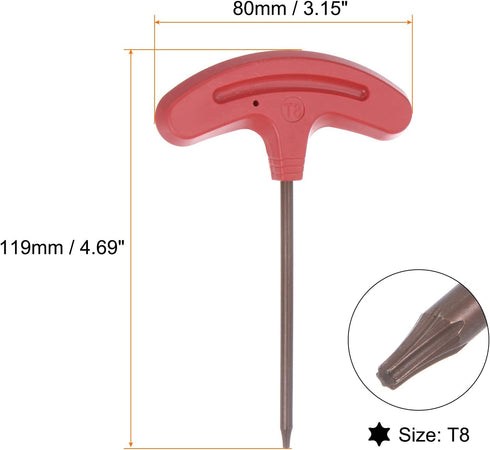 2pcs Torx Screwdriver T8 S2 Steel T Handle Star Key Wrench for CNC Lather Tool Holder...