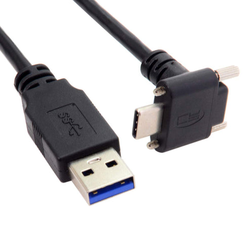 JSER Down Up Angled USB 3.1 Type-C Dual Screw Locking to Standard USB3.0 Data Cable 90 Degree Compatible for Camera...