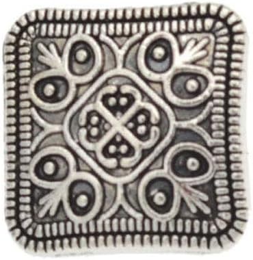 Acxico 10Pcs Square Antique Silver Floral Carved Shank Buttons Sewing Craft Metal...