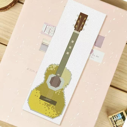 DIY Blank Canvas Music Guitar Bookmarks Counted Cross Stitch Kits for Adult Kid Beginner Embroidery Crafts Needlework Bookmark for Student Gift 20...