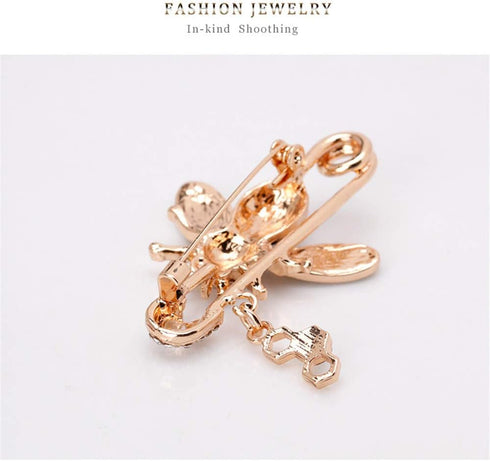 Bee Brooch pins Women Enamel Crystal Insect Pin Lapel Pin Large Safety Pin...