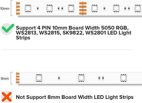 BTF-LIGHTING 4 Pin 10mm 0.39in Width Transparent Connector Kit 8pcs Corner Connector 4pcs Gapless Solderless Connector 4pcs 5.9in Long 22AWG Exten...