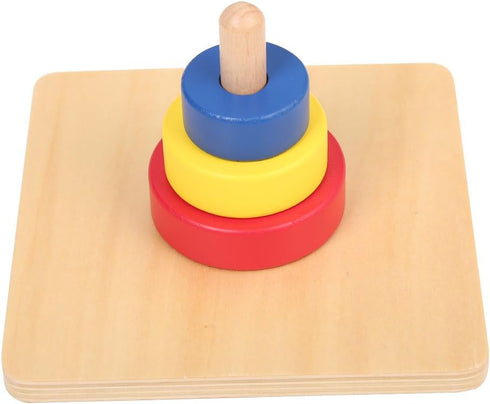 Montessori Materials Three Discs on a vertical Dowel for Preschool baby toys...