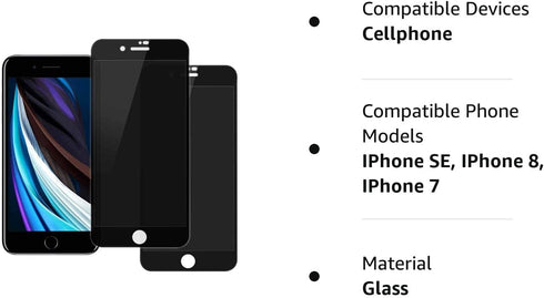Privacy Screen Protector for Apple iPhone 7, iPhone 8 (4.7 Inch)?Anti-Spy Tempered Glass Film?2Pack......