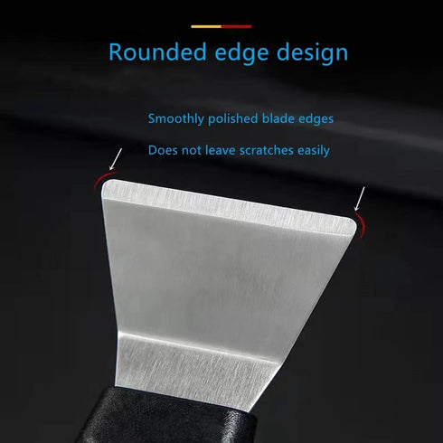 Metal Paint Scraper & Spatula tool QIANBEIY Stainless Steel Pan Scraper,Small Utility Cleaning Stiff Scraper for Window Recesses Floor and wallpap...