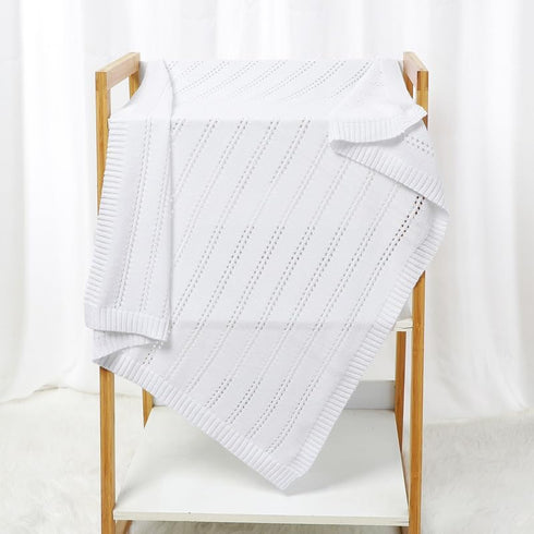 Baby Blanket Cozy Soft Knit Neutral Swaddling Blankets for Boys Girls Newborn Infant Toddler White 30x40 Inches...