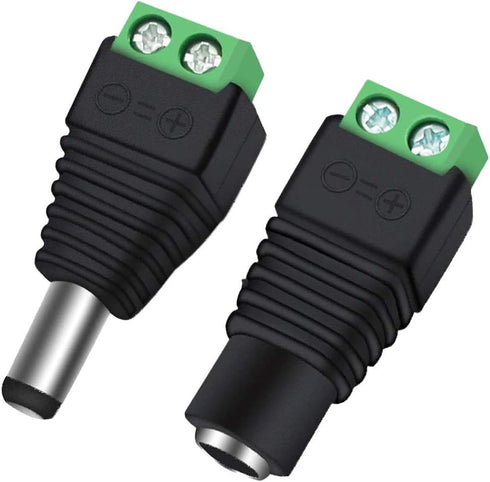 10 Pairs 12V 5A DC Power Plug Connectors (5.5mm x 2.1mm) – Includes 10 Male & 10 Female Jacks for LED Strips, CCTV Cameras, Security Systems & Mor...