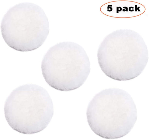 Gracefur 5 Pcs 5 Inch Lambs Wool Polishing Pads with Hook and Loop Back, Soft Sheepskin Buffing Pads for Vehicles, Boat, Furniture, Floors and So ...
