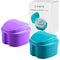 Denture Bath Box Cup, Complete Clean Care for Dentures, Clear Braces, Mouth Guard, Night Guard & Retainers,Traveling (Blue & Purple)...