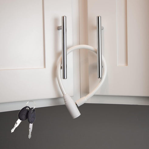 Urban August Original Fridge Lock Cabinet Locks with Keys - French-Door Refrigerator Lock for Kids Adult - Multifunctional Cable Lock for Fridge Cabinet Bike Stroller (Regular, White - 2 Pack)