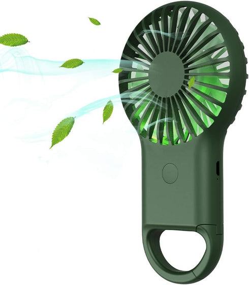 Simpeak USB Fan Portable, LED Light Handheld Mini Carabiner Keychain Fan 3 Speed Model Pocket Fans Personal Fans, Army Green...