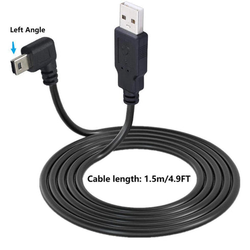 90 Degree Mini USB Cable Angle Mini 5pin USB B Male to USB 2.0 Male Data Sync Charging Extension Cable for GPS Dash Cam Black Left Angle 4.9FT......
