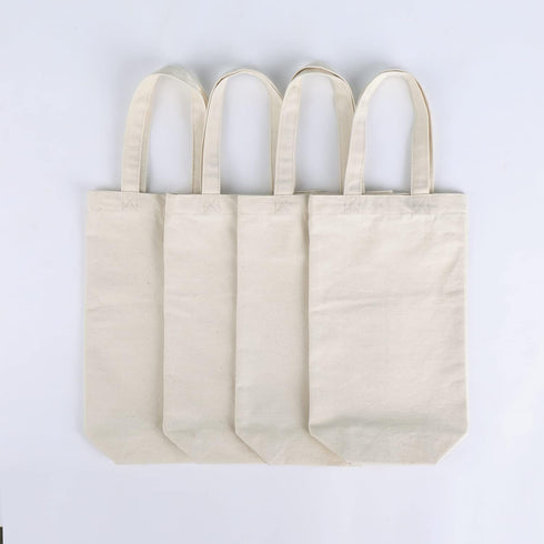 Wine Tote Bag, 10.5 x 7 x 2 inches, 4 pcs Reusable Cotton Canvas Carrier Wine Bags with Drawstring Label, Great for Travel Carrying/Holiday Party/...