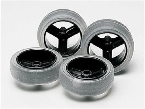 Tamiya Large Dia. Carbon Wheel Set (w/Slot Slick Tires) Mini 4WD Grade Up Parts Series...