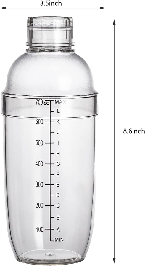 700cc / 24 oz Plastic Shaker Cocktail Drink Mixer Boba Tea Shaker,Professional Bar Tools Set (2)...