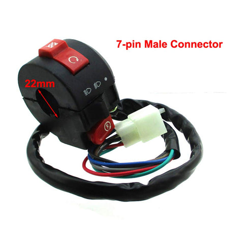 TC-Motor 7-pin Male Kill Starter Light Switch Assembly Without The Choke Lever Fits 7/8" Handlebar for Sunl Roketa Coolster 50cc 70cc 110cc 125cc ...