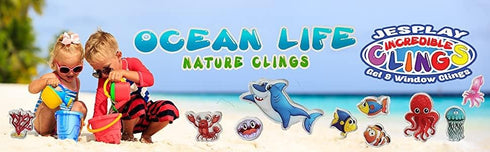 Ocean Sea Animal Gel Window Clings for Kids - Window Stickers for Toddlers, Gel Clings Window Decals Kids Jelly Reusable Sticker - Home Car Plane ...