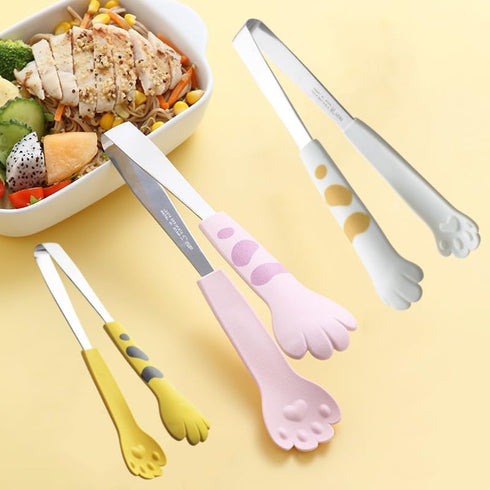 Stainless Steel Cooking Tongs Cat Tongs kitty tongs Food Clips Kitchen Tongs Cute Cat Paw Shape Tongs for Cooking BBQ Sweets Grilling ice cake bak...