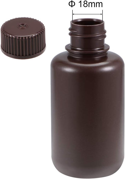 uxcell Plastic Lab Chemical Reagent Bottle 100ml/3.4oz Small Mouth Sample Sealing Liquid Storage Container Brown 8pcs...
