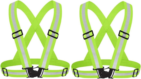 2 Packs Reflective Vest, 360° High Visibility Reflective Strap Safety Vests,Adjustable Elastic Safety Vest Outdoor Gear Reflective Sport Gear for ...