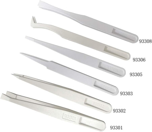 Precision Plastic Tweezers Kit - Plastic Anti static Tweezers Set Pickup Craft Electronics DIY Repair Tool - White - 6Pcs...